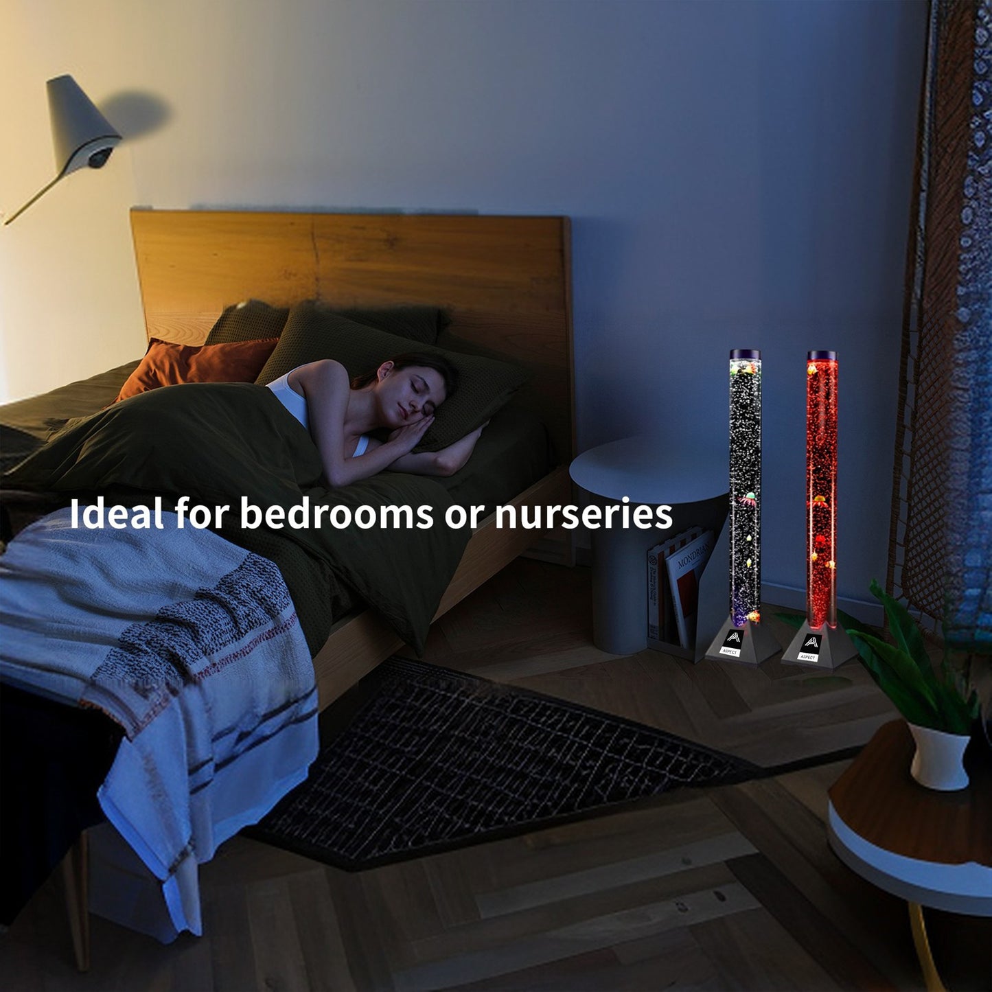 Aspect Sensory Lights Bubble Fish LED Colour Changing LED Light Bubble Fish Mood Lamp with Sturdy Base - Artificial Jelly Fish Sensory Lamp for Home, Work - (90 cm, Silver)