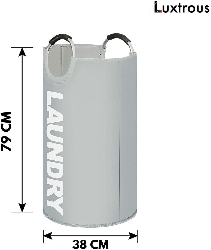 Luxtrous 90L Large Collapsible Laundry Bag, Modern Style Collapsible Fabric Large Laundry Basket, Hamper, Foldable Clothes Bag, Folding Washing Bin 6 Colors available (Sky Blue)