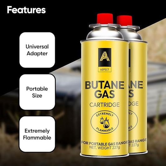 Aspect Camping Gas, Gas Canisters for Camping Stove, Butane Gas Perfect Suitable for Portable Stove, BBQ, Blow Torches Safe and Secure Bottle (Pack of 4)