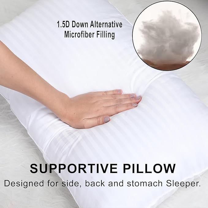 Aspect Luxury Hotel Standard Pillow Standard Size Hotel Quality Soft Pillow for Sleeping Ultra-Bounce Cuddle Support Bed Pillows for Front, Back and Side Sleepers - Hypoallergenic Soft Hollowfibre (1)