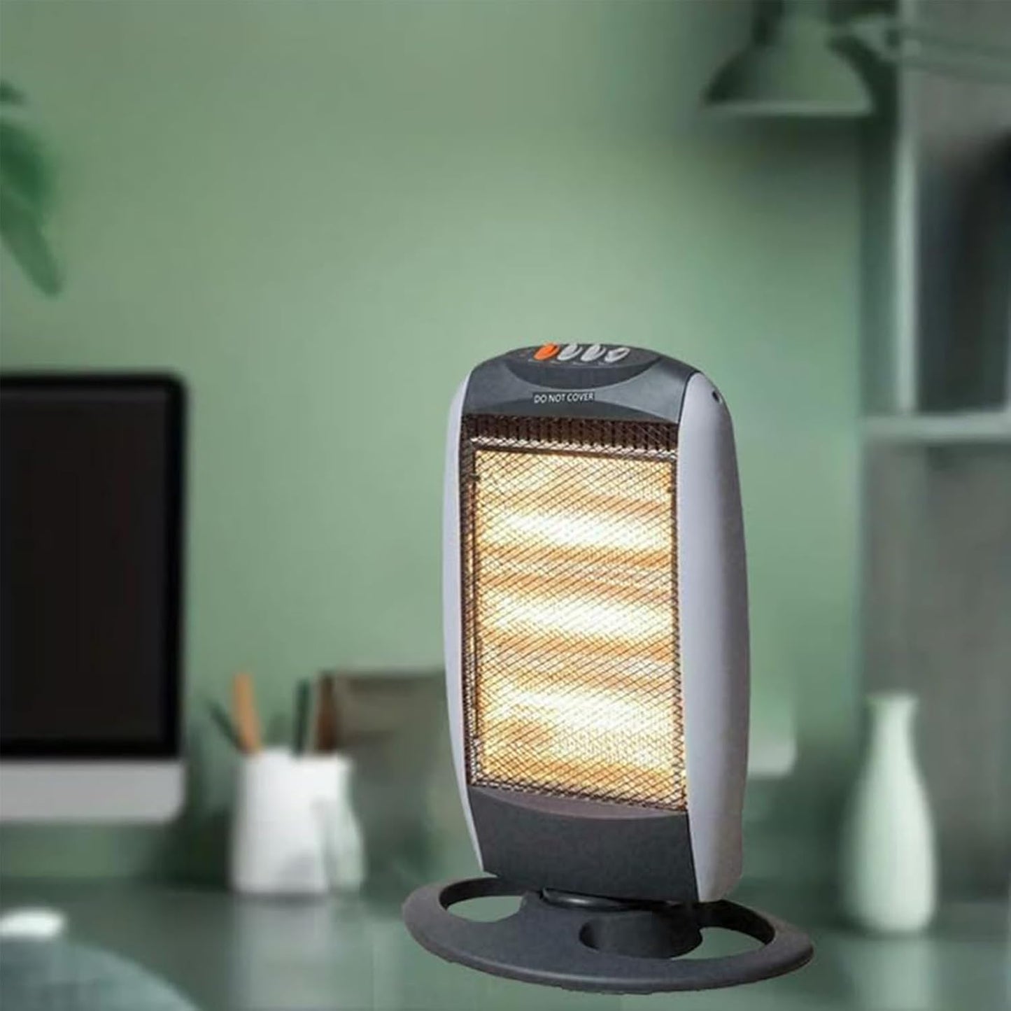 Aspect Halogen Heater | Wide Angle Oscillation | Extra Thermal Cut-out Fuse with 3Heat Setting | Safety Tip Over Switch, Ideal for Home (1200 Watts)