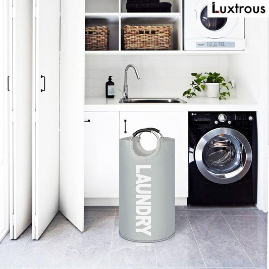 Luxtrous 90L Large Collapsible Laundry Bag, Modern Style Collapsible Fabric Large Laundry Basket, Hamper, Foldable Clothes Bag, Folding Washing Bin 6 Colors available (Sky Blue)