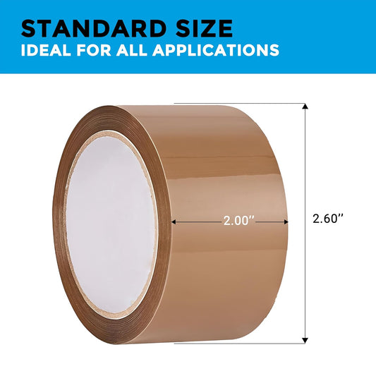 6 Rolls Brown Tape – 48mm x 66m Strong Adhesive and Low Noise Parcel Tape for Packing Parcels, Boxes, Postage Needs – Heavy-Duty Packaging Tape – Secure Sticky Brown Packing Tape