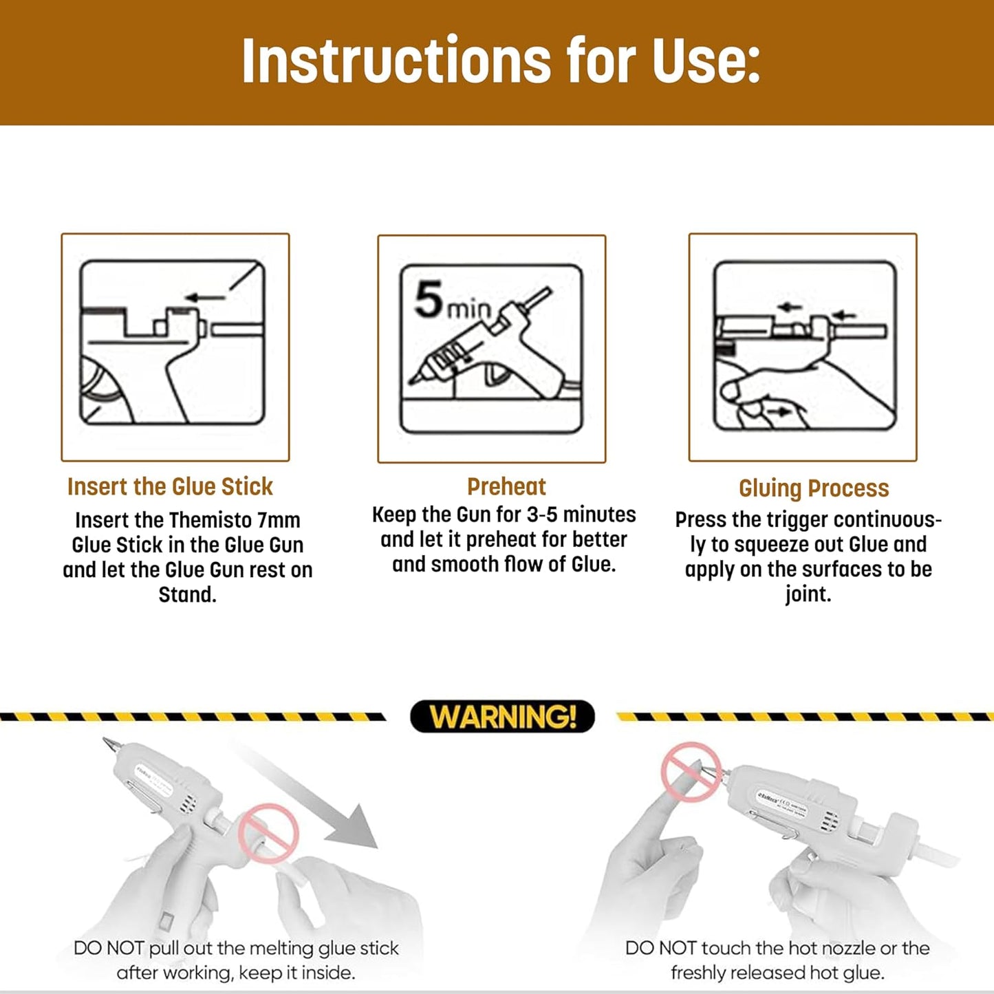 Aspect Hot Glue Gun Mini Fireproof Kit with 100 Glue Sticks 7mm, DIY for School Crafting Arts, Tool, Sealing, Home Repairs, Cards, Cardboard, Plastic and Glass Pistol Design