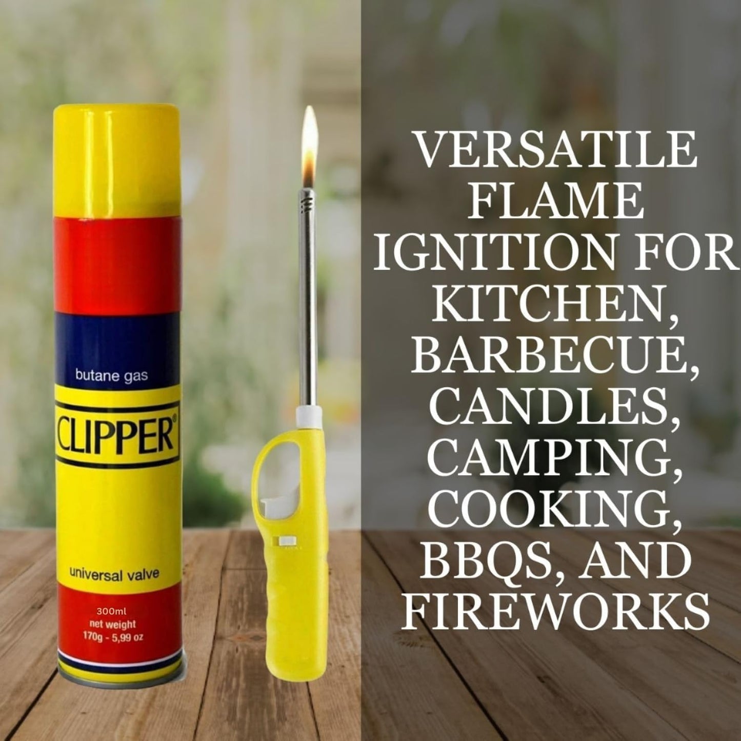 Aspect X3 Refillable BBQ Lighter – Adjustable Flame, Clipper Gas, Multi-Use for Kitchen, BBQ, Candles, Camping & Fireworks (Set of 4)