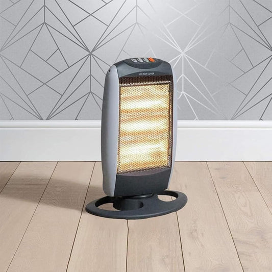 Aspect Halogen Heater | Wide Angle Oscillation | Extra Thermal Cut-out Fuse with 3Heat Setting | Safety Tip Over Switch, Ideal for Home (1200 Watts)