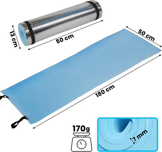 Aspect Camping Mat, 7mm Thick Outdoor Multifunctional Camping Roll Mat with Aluminum Film and Moisture-proof EVA Foam - Ideal for Hiking, Mountaineering, Picnics, and Yoga (Insulated Foam Mat)