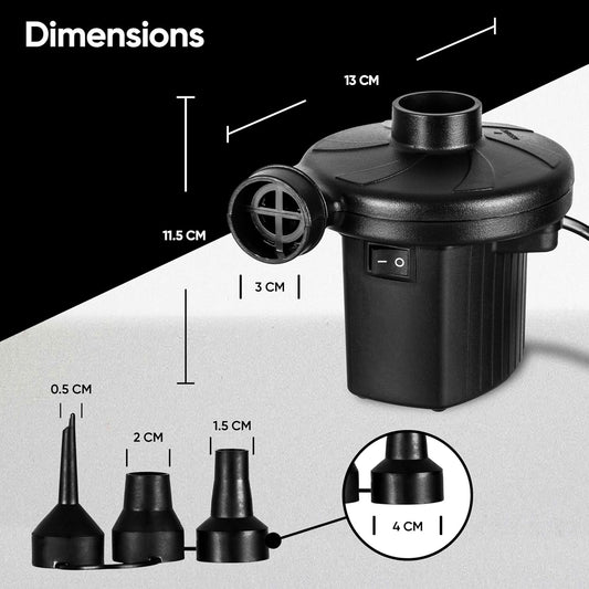 Fine Garden Electric Pump, AC 240V/150W/50Hz Portable Quick-Fill Air Pump with 3 Nozzles Perfect Inflator/Deflator Pumps Outdoor Camping,Inflatable Cushions,Air Mattress Beds,Boats,Swimming Ring,Black
