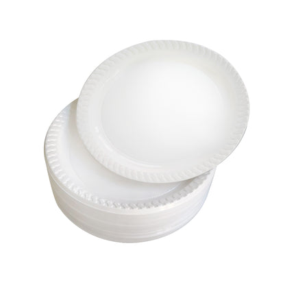 Aspect 100 White Plates, Reusable & Washable, Heavy Duty Dinnerware, Microwave-Safe Crockery - Ideal for Birthday, Parties, Camping, Catering (9 inch Plates, White)