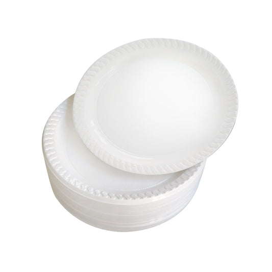 Aspect 100 White Plates, Reusable & Washable, Heavy Duty Dinnerware, Microwave-Safe Crockery - Ideal for Birthday, Parties, Camping, Catering (9 inch Plates, White)