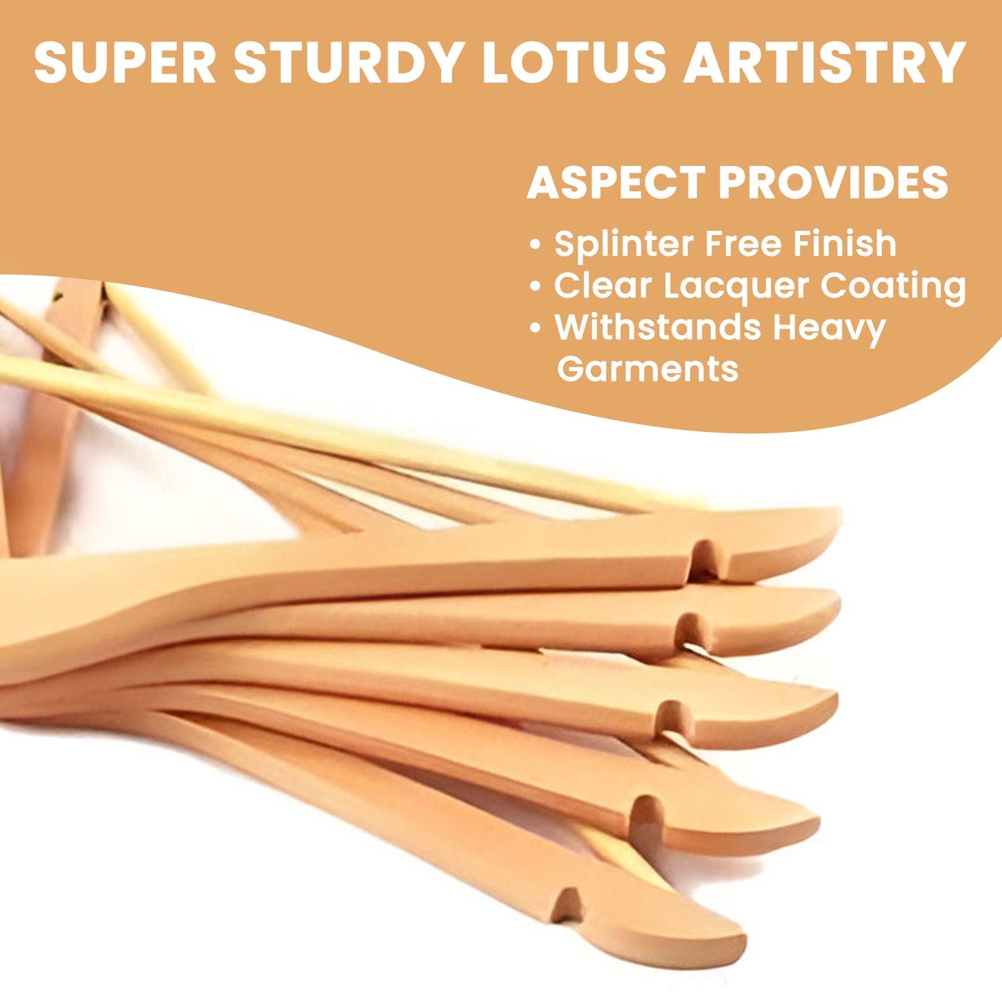 Aspect Wooden Coat Hangers, Natural Wood Coat Hanger with Non Slip Pants Bar for Wardrobe Space Saver, 360° Swivel Hook and Precisely Cut Notches for Camisole, Jacket, Pant, Dress Clothes - Pack of 20