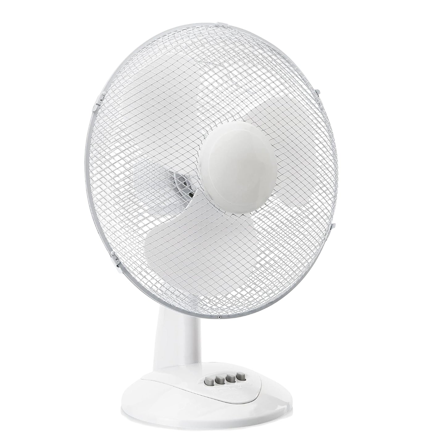 Aspect 12" Inch, Portable Desk Fan,3 Speed Settings, Wide-Angled Oscillation, Quiet Operation, Perfect for Bedroom or Office,Wide Base, 60-120° Oscillation - White