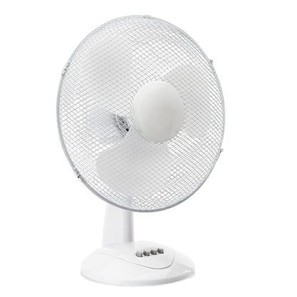 Aspect 12" Inch, Portable Desk Fan,3 Speed Settings, Wide-Angled Oscillation, Quiet Operation, Perfect for Bedroom or Office,Wide Base, 60-120° Oscillation - White