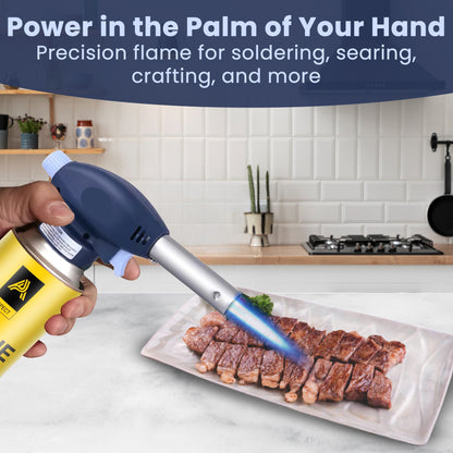 Aspect Blow Torch for Cooking Attachment Head - One-Handed Gas Torch with Adjustable Flame & Safety Lock, Fits All Butane Tanks, Ideal for Creme Brulee, Desserts, BBQ, Baking (Butane Not Included)