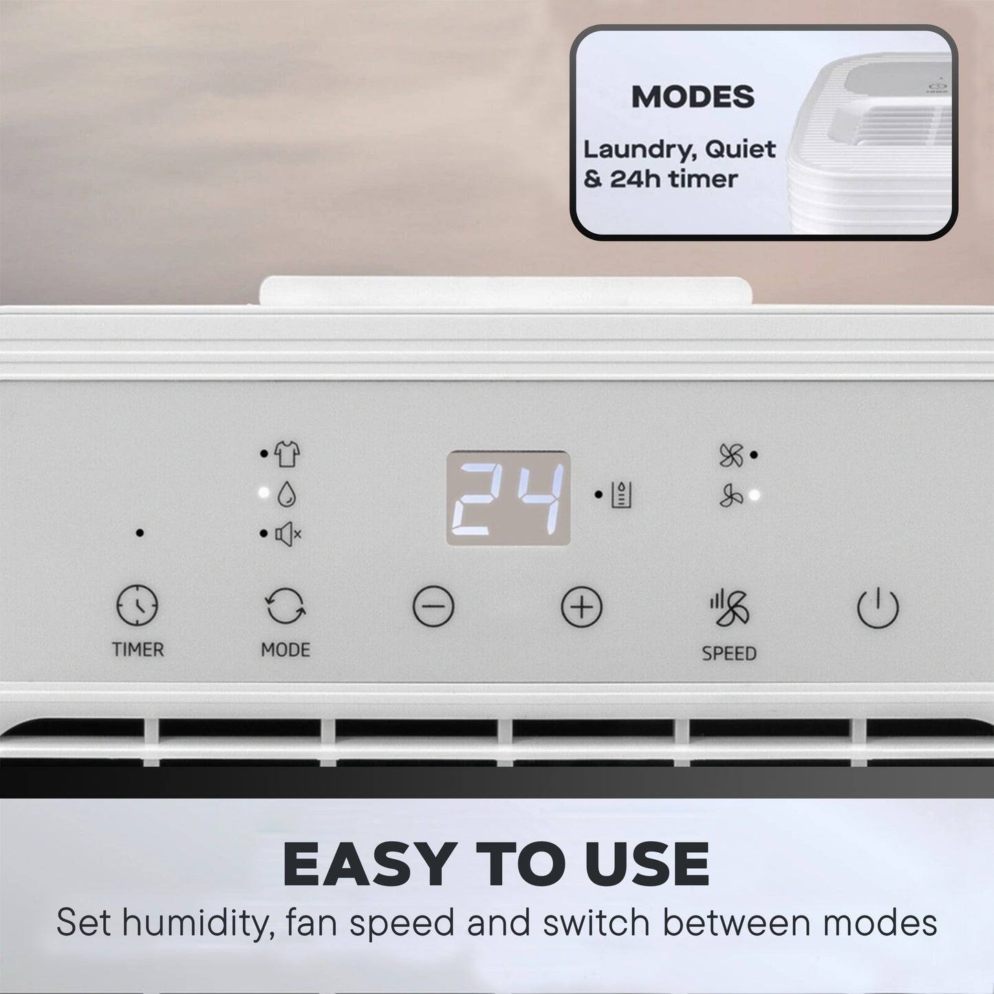 Daewoo 12L/Day Dehumidifiers for Home 3 Operation Modes and User Friendly with LED Display With Indicators, Continuous Drainage, 24 Hour Timer, Ideal for Laundry Room, Basement, Bedroom, Bathroom