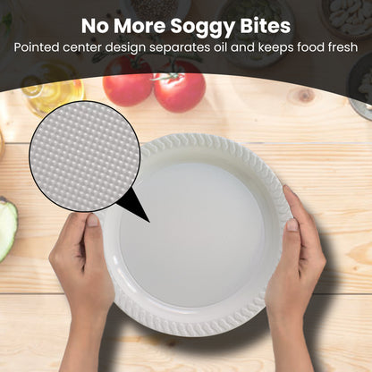 Aspect 100 White Plates, Reusable & Washable, Heavy Duty Dinnerware, Microwave-Safe Crockery - Ideal for Birthday, Parties, Camping, Catering (9 inch Plates, White)