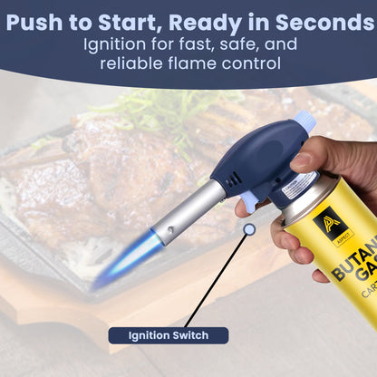 Aspect Blow Torch for Cooking Attachment Head - One-Handed Gas Torch with Adjustable Flame & Safety Lock, Fits All Butane Tanks, Ideal for Creme Brulee, Desserts, BBQ, Baking (Butane Not Included)