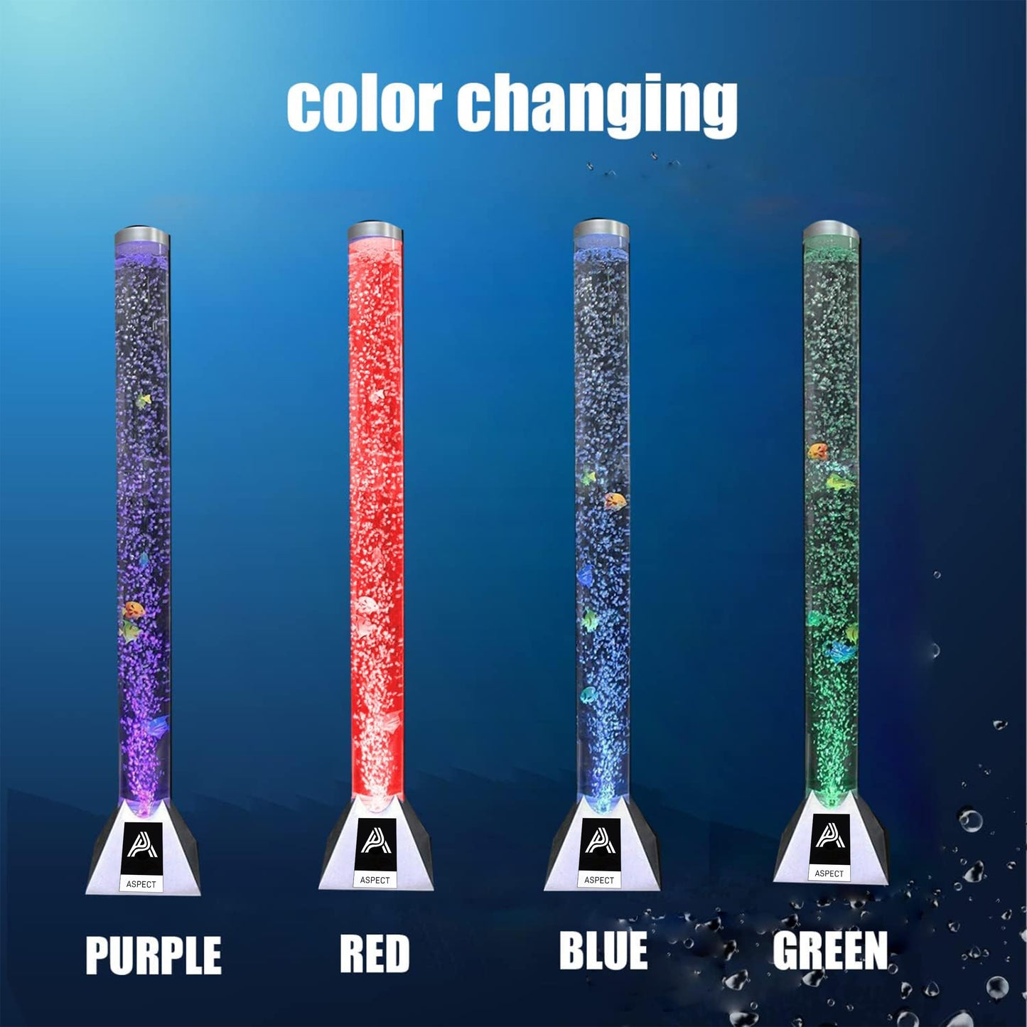 Aspect Sensory Lights Bubble Fish LED Colour Changing LED Light Bubble Fish Mood Lamp with Sturdy Base - Artificial Jelly Fish Sensory Lamp for Home, Work - (90 cm, Silver)