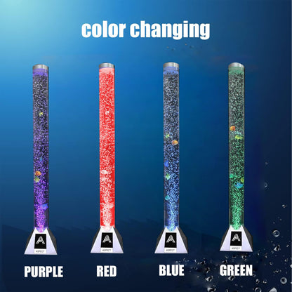 Aspect Sensory Lights Bubble Fish LED Colour Changing LED Light Bubble Fish Mood Lamp with Sturdy Base - Artificial Jelly Fish Sensory Lamp for Home, Work - (90 cm, Silver)