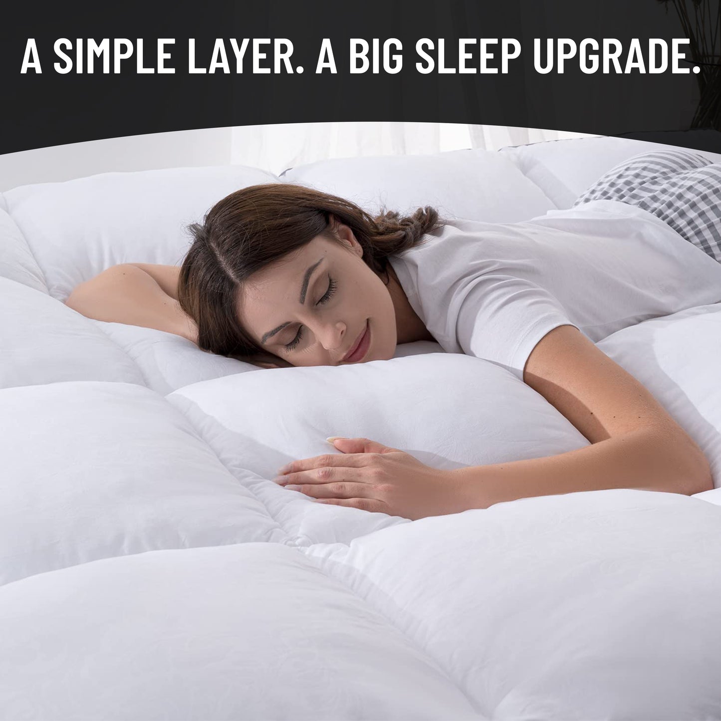 Luxtrous Mattress Topper Single Bed 10cm Premium White Quilted Extra Deep Ultra Fluffy and Breathable With Strong Elastic Bands, Comfort & Supports Restful Sleep