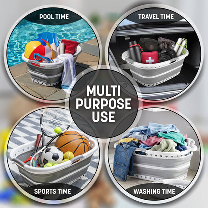 Aspect 72L Collapsible & Portable Laundry Basket | Convenient and Easy Space Saving Storage with Durable Plastic Handles | Preserve Hygiene | Perfect for Laundry Sorting Grey & White