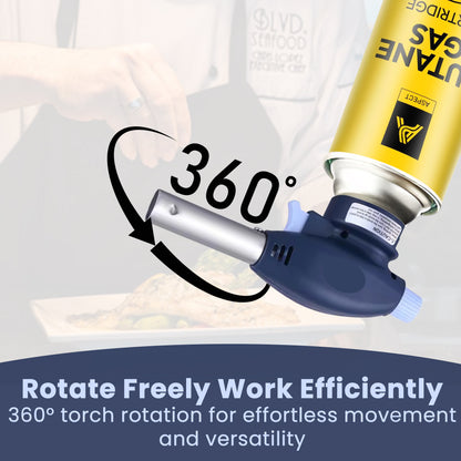 Aspect Blow Torch for Cooking Attachment Head - One-Handed Gas Torch with Adjustable Flame & Safety Lock, Fits All Butane Tanks, Ideal for Creme Brulee, Desserts, BBQ, Baking (Butane Not Included)