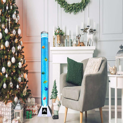 Aspect Sensory Lights Bubble Fish LED Colour Changing LED Light Bubble Fish Mood Lamp with Sturdy Base - Artificial Jelly Fish Sensory Lamp for Home, Work - (90 cm, Silver)