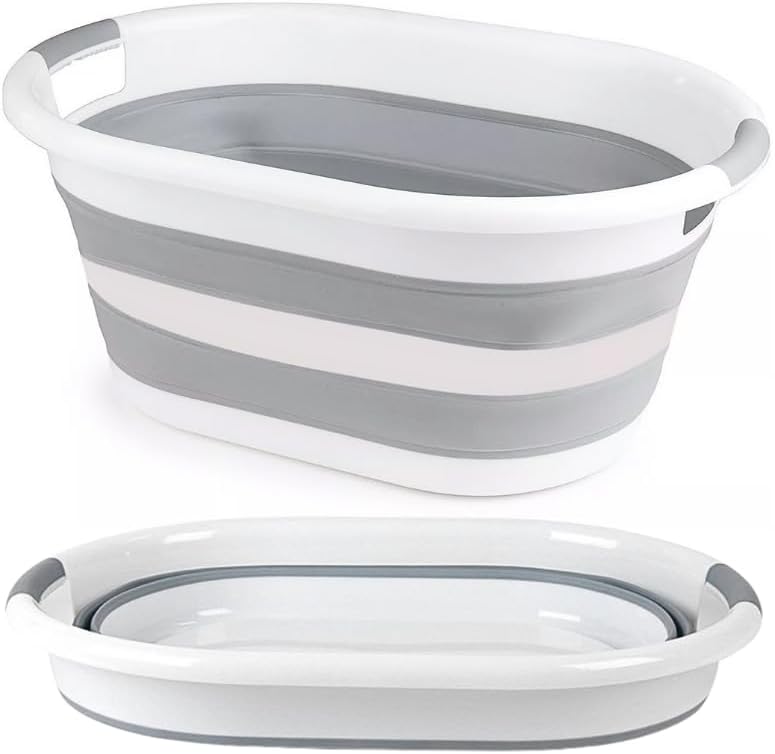 Aspect 67L Collapsible & Portable Laundry Basket | Convenient and Easy Space Saving Storage with Durable Plastic Handles | Preserve Hygiene | Perfect for Laundry Sorting Grey & White