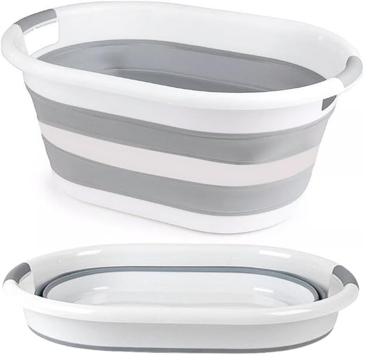 Aspect 67L Collapsible & Portable Laundry Basket | Convenient and Easy Space Saving Storage with Durable Plastic Handles | Preserve Hygiene | Perfect for Laundry Sorting Grey & White