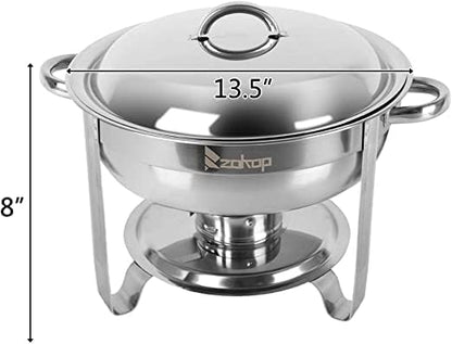 Aspect Chafing Dish Buffet Set, Stainless Steel Round Chafing Dishes & Food Warmers, Buffet Server Food Warmer with Glass Lid,Food & Water Pan, Frame for Restaurant Catering Parties Weddings -4.5L