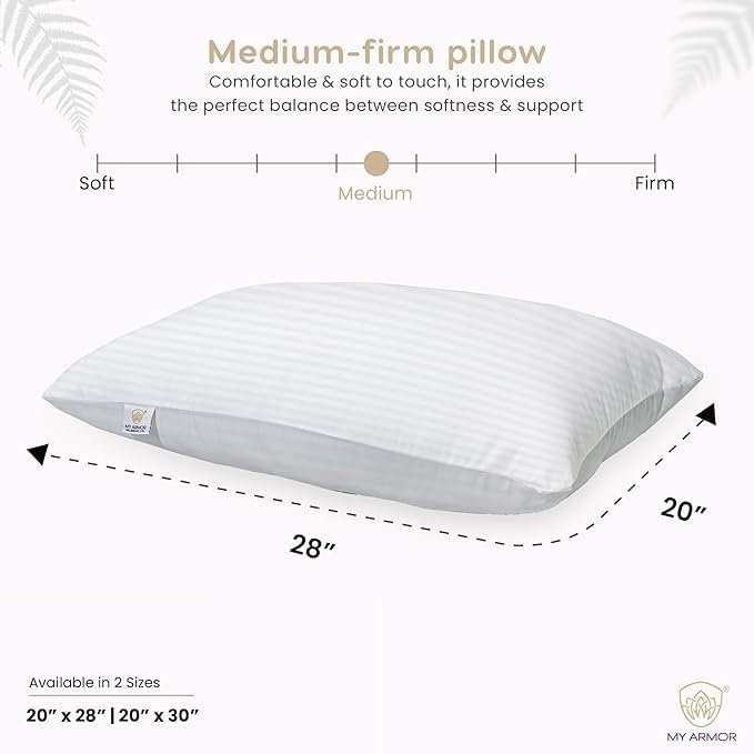Aspect Luxury Hotel Standard Pillow Standard Size Hotel Quality Soft Pillow for Sleeping Ultra-Bounce Cuddle Support Bed Pillows for Front, Back and Side Sleepers - Hypoallergenic Soft Hollowfibre (1)
