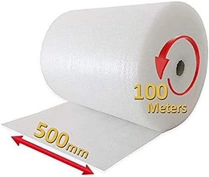 LUXTROUS Bubble Wrap for Moving House (500mm x 100m) Quality Premium Bubble Wrap Roll, Office and Industrial Use Lightweight, Durable, and UK Manufactured
