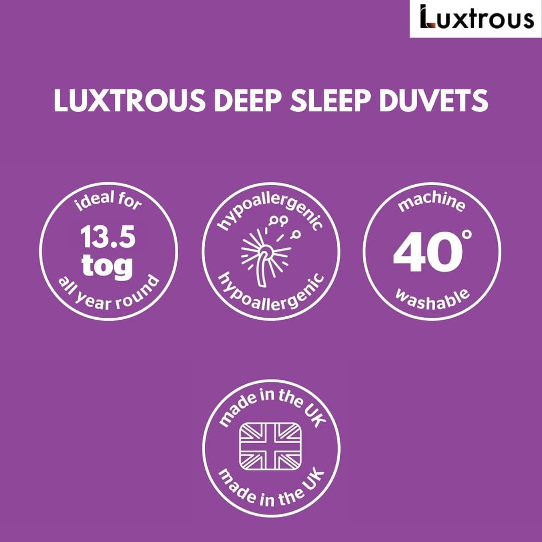 Luxtrous Anti Allergy King Duvet - 13.5 Tog Premium Extra Thick & Warm Anti-Allergy - Anti Bacterial, Soft Touch Cover, Hypoallergenic, Machine Washable (King)