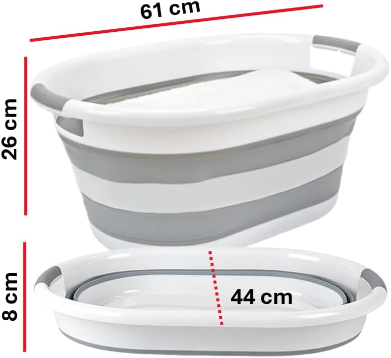 Aspect 67L Collapsible & Portable Laundry Basket | Convenient and Easy Space Saving Storage with Durable Plastic Handles | Preserve Hygiene | Perfect for Laundry Sorting Grey & White