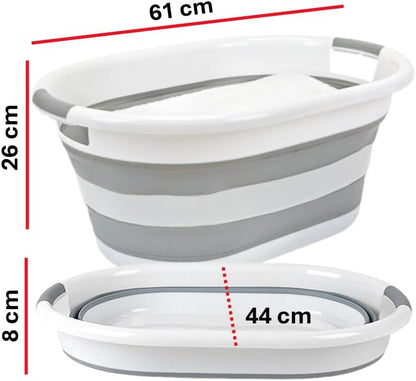 Aspect 67L Collapsible & Portable Laundry Basket | Convenient and Easy Space Saving Storage with Durable Plastic Handles | Preserve Hygiene | Perfect for Laundry Sorting Grey & White