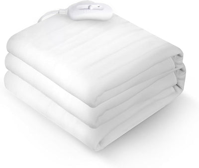 LUXTROUS Electric Blanket, Soft Polyester Electric Blanket Fitted Underblanket Mattress Cover With 3 Heat Settings Detachable Remote, Overheat Protection,Machine Washable Heated Blankets(Double)