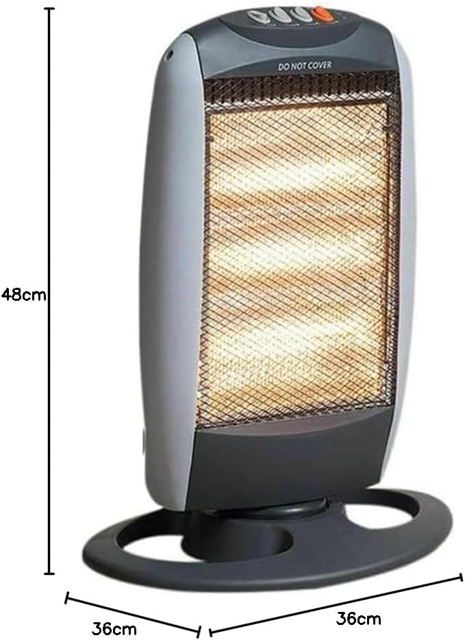 Aspect Halogen Heater | Wide Angle Oscillation | Extra Thermal Cut-out Fuse with 3Heat Setting | Safety Tip Over Switch, Ideal for Home (1200 Watts)