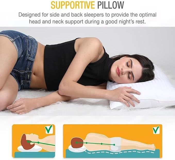 Aspect Luxury Hotel Standard Pillow Standard Size Hotel Quality Soft Pillow for Sleeping Ultra-Bounce Cuddle Support Bed Pillows for Front, Back and Side Sleepers - Hypoallergenic Soft Hollowfibre (1)