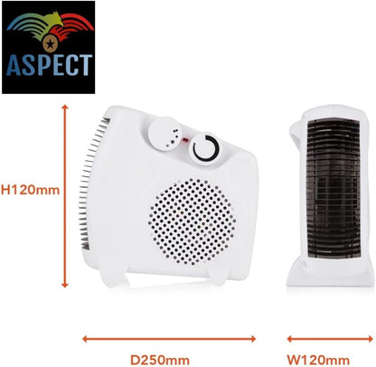 Aspect Electric Heater, Thermo Fan Heater with 2000W Power 2 Heat Settings, Fan Setting, Safety Features & Vertical Design, Heat Protection, Thermostat, Lightweight & Portable for Home & Office