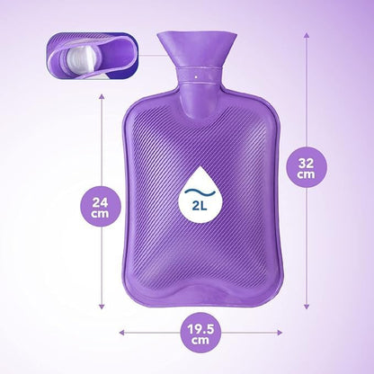 Aspect Hot Water Bottle 2L Sturdy Water Bottle | Hot Water Bag for Pain Relief, Period Pain Warm Feet, Neck, Shoulders, Hot Water Bag | Assorted Colours, Safe and Comfortable