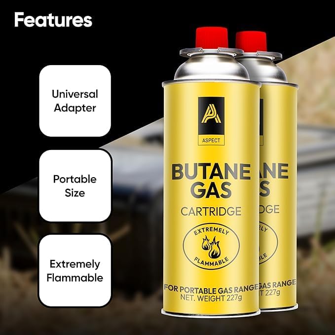 Aspect Camping Gas, Gas Canisters for Camping Stove, Butane Gas Perfect Suitable for Portable Stove, BBQ, Blow Torches Safe and Secure Bottle (Pack of 4)