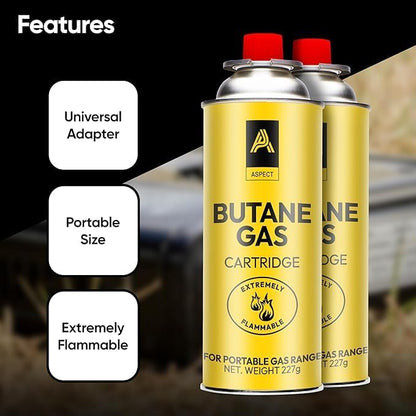 Aspect Camping Gas, Gas Canisters for Camping Stove, Butane Gas Perfect Suitable for Portable Stove, BBQ, Blow Torches Safe and Secure Bottle (Pack of 4)