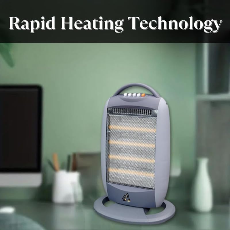 Aspect Halogen Heater - Electric Heater with 3 Heat Setting - Silent Overheat & Tip-Over Protected Room Heaters - Ideal for Home 4 light (1600, Watts)