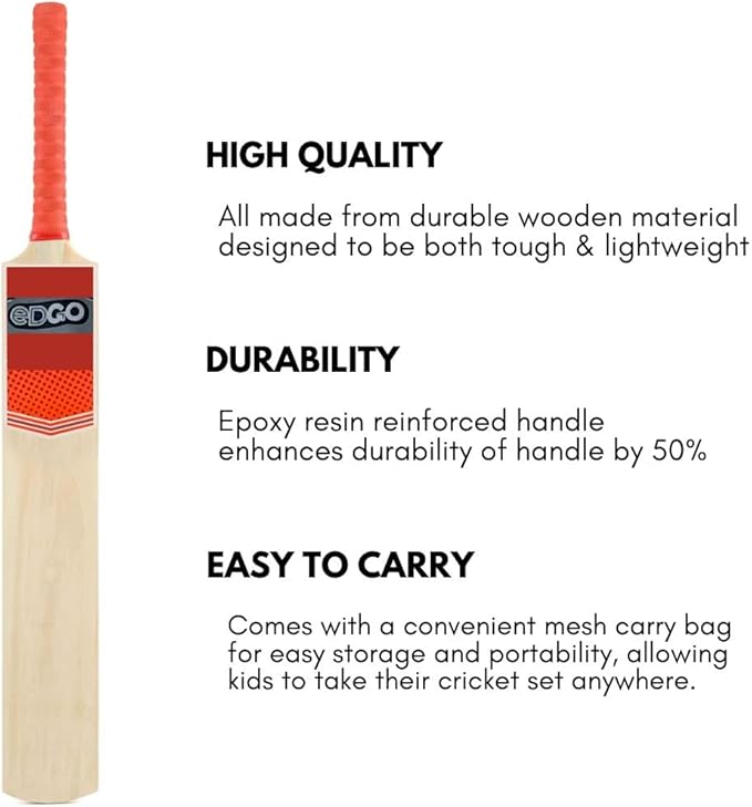 LUXTROUS Cricket Set With Mesh Carry Bag, Kids Beginner Cricket set with cricket bat with Ball Stumps Bails, Lightweight Cricket Bat Suitable For 3-12 years Kids(cricket game)