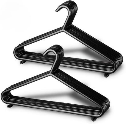 Aspect 25pk Adult Plastic Coat Hangers Heavy Duty Strong Plastic Hangers Lightweight Space Saving Organiser for Wardrobe,Non-Slip,Clothing Hanger,Suit Pants TrouserBar and Closet Clothing Rail - Black