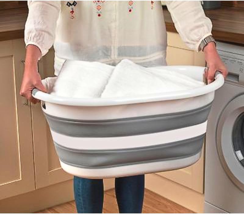 Aspect 67L Collapsible & Portable Laundry Basket | Convenient and Easy Space Saving Storage with Durable Plastic Handles | Preserve Hygiene | Perfect for Laundry Sorting Grey & White