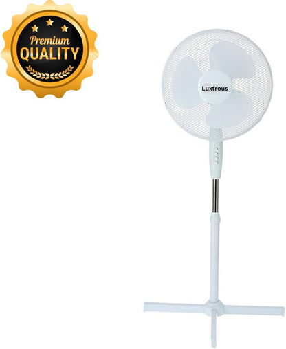 Aspect 16 Inch Pedestal Fan 3 Speed Settings Quiet Operation Oscillating Adjustable Height Cooling Fan Ideal for Home and Office (40 Watts - White)