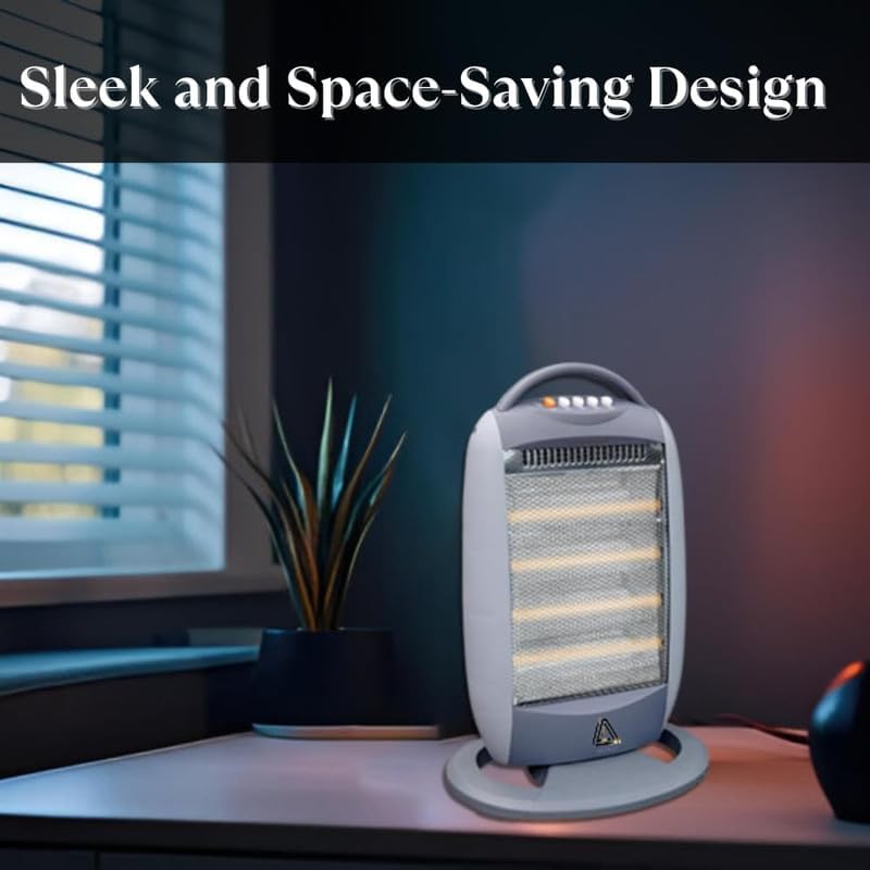 Aspect Halogen Heater - Electric Heater with 3 Heat Setting - Silent Overheat & Tip-Over Protected Room Heaters - Ideal for Home 4 light (1600, Watts)