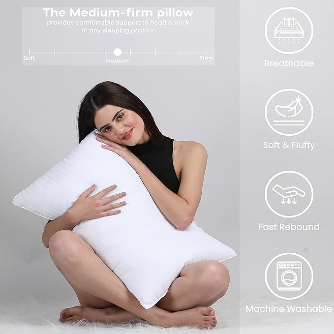 Aspect Luxury Hotel Standard Pillow Standard Size Hotel Quality Soft Pillow for Sleeping Ultra-Bounce Cuddle Support Bed Pillows for Front, Back and Side Sleepers - Hypoallergenic Soft Hollowfibre (1)
