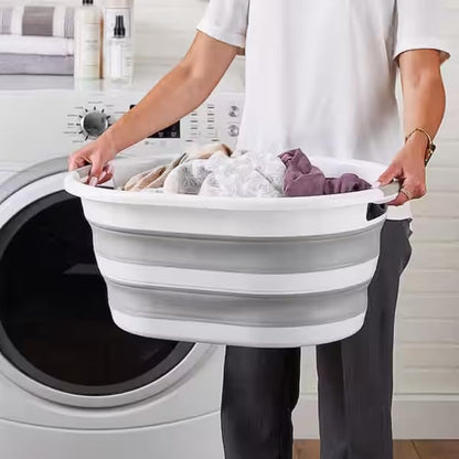 Aspect 67L Collapsible & Portable Laundry Basket | Convenient and Easy Space Saving Storage with Durable Plastic Handles | Preserve Hygiene | Perfect for Laundry Sorting Grey & White